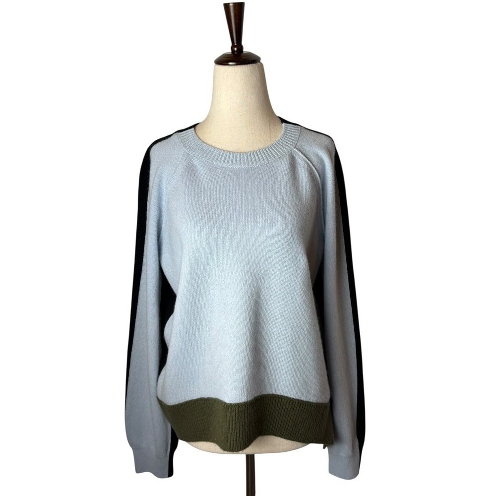 Dorothee Schumacher Sweater Women 4 Blue Black Wool Cashmere Colorblock‎ Luxury